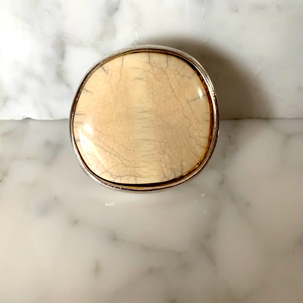 UBU Paris France large white silver cocktail ring